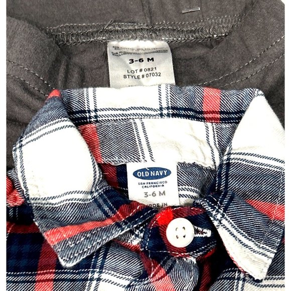 Baby Boy's-Sweatpants & Body Suit & Fleece Pants & Flannel Shirt - Size 3-6 M - Picture 7 of 8